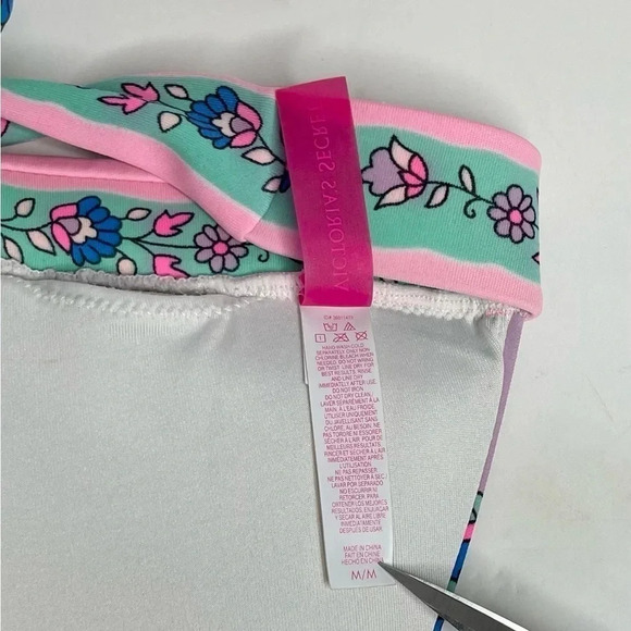 Victorias Secret | Triangle Padded Halter Bikini Top Rhinestone Medallion Floral - Picture 10 of 11